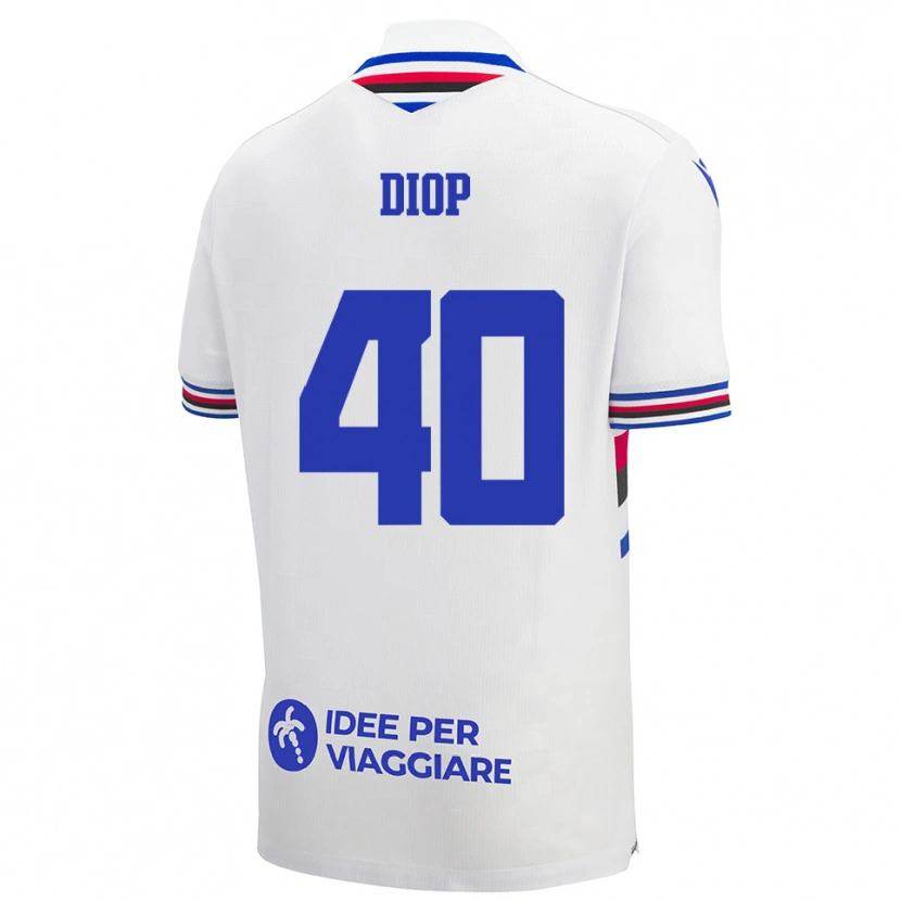 Danxen Hombre Camiseta Karim Diop #40 Blanco Azul Rojo 2ª Equipación 2025/26 La Camisa México