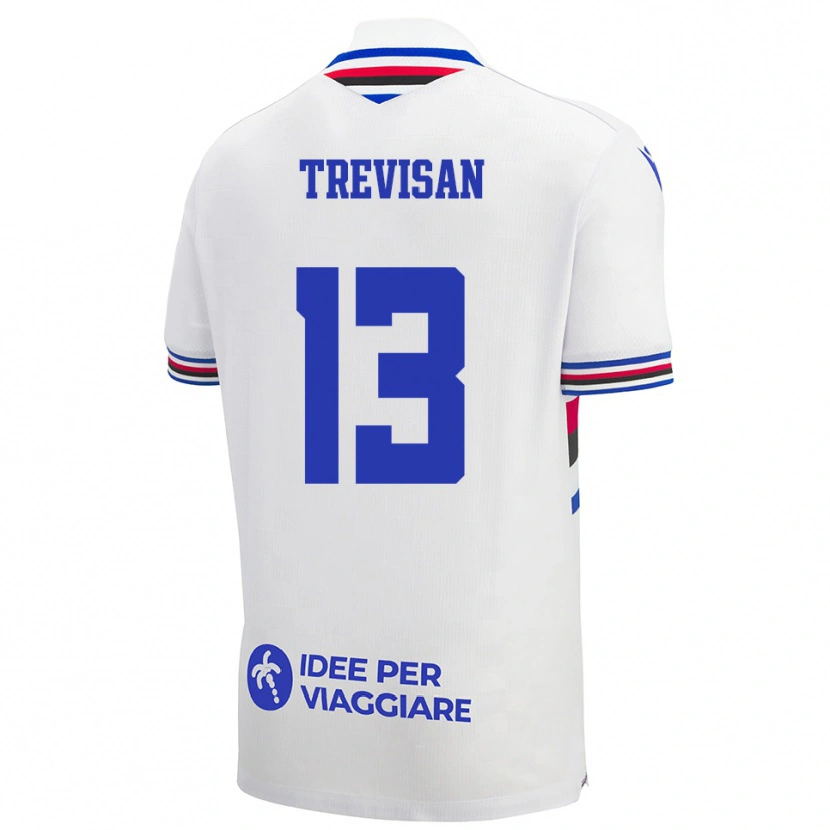 Danxen Hombre Camiseta Davide Trevisan #13 Blanco Azul Rojo 2ª Equipación 2025/26 La Camisa México