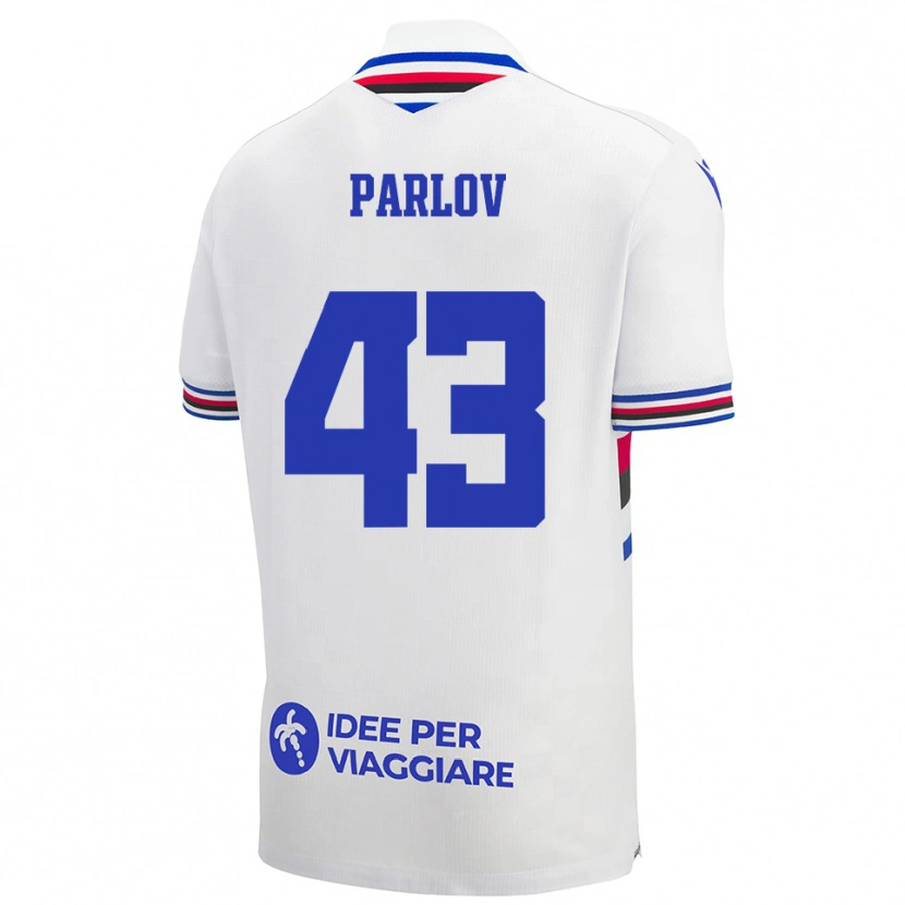 Danxen Hombre Camiseta Benjamin Parlov #43 Blanco Azul Rojo 2ª Equipación 2025/26 La Camisa México