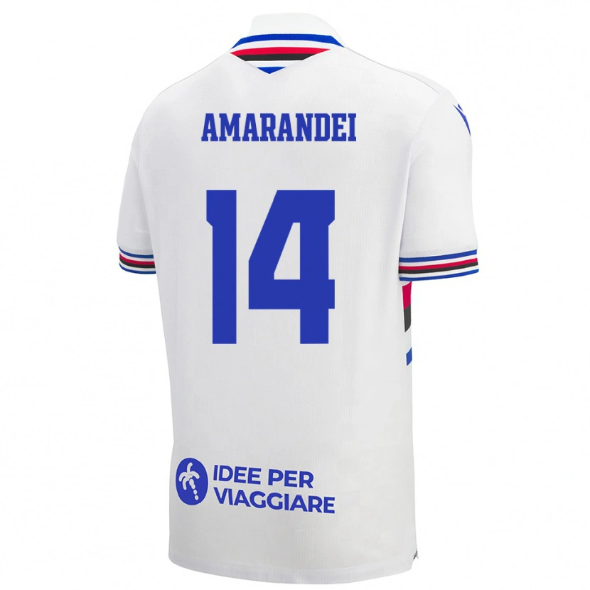Danxen Hombre Camiseta Ștefan Amarandei #14 Blanco Azul Rojo 2ª Equipación 2025/26 La Camisa México