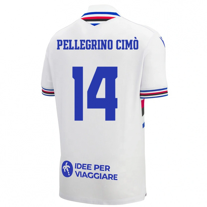 Danxen Hombre Camiseta Giada Pellegrino Cimò #14 Blanco Azul Rojo 2ª Equipación 2025/26 La Camisa México
