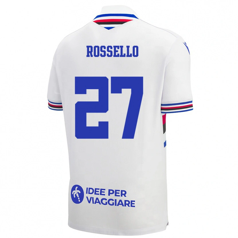 Danxen Hombre Camiseta Simone Rossello #27 Blanco Azul Rojo 2ª Equipación 2025/26 La Camisa México