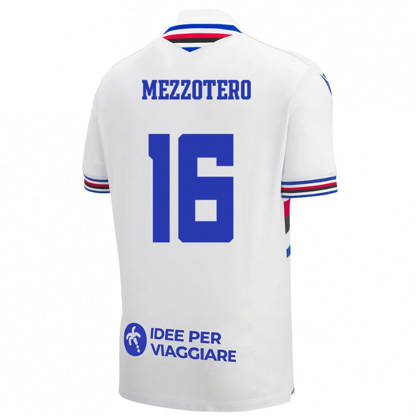 Danxen Hombre Camiseta Lorenzo Mezzotero #16 Blanco Azul Rojo 2ª Equipación 2025/26 La Camisa México