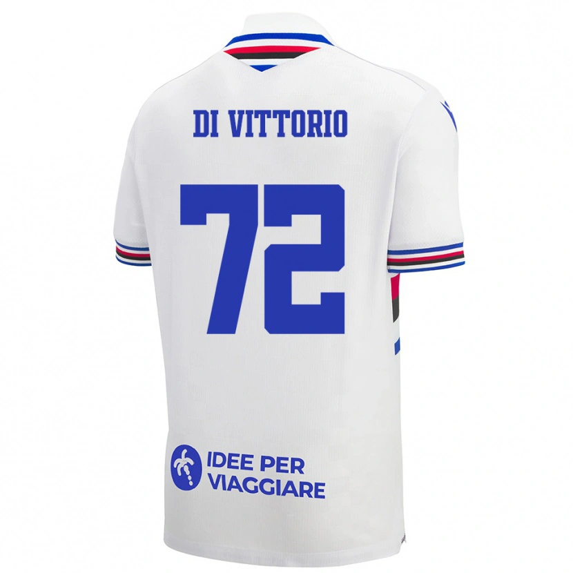 Danxen Hombre Camiseta Irene Di Vittorio #72 Blanco Azul Rojo 2ª Equipación 2025/26 La Camisa México