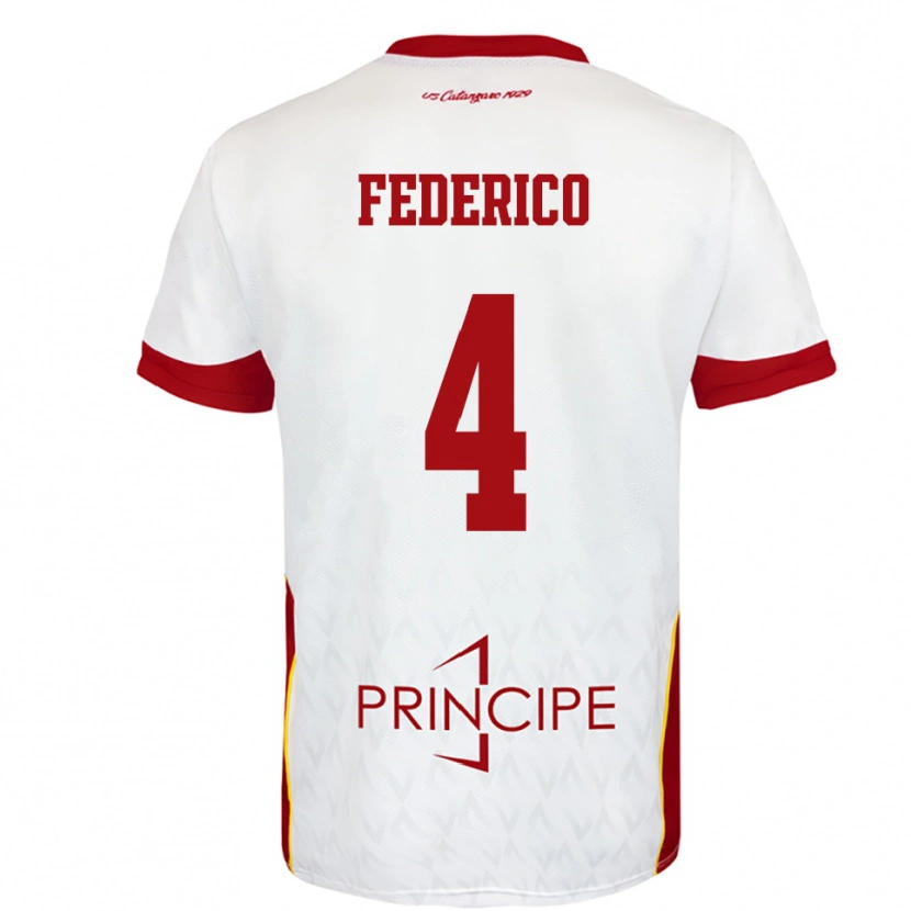 Danxen Hombre Camiseta Giuseppe Federico #4 Blanco Rojo 2ª Equipación 2025/26 La Camisa México