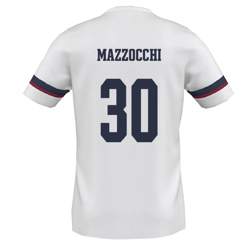 Danxen Hombre Camiseta Simone Mazzocchi #30 Blanco Rojo 2ª Equipación 2025/26 La Camisa México