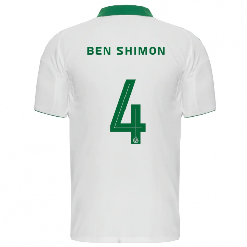 Danxen Hombre Camiseta Elad Ben Shimon #4 Blanco Verde 2ª Equipación 2025/26 La Camisa México