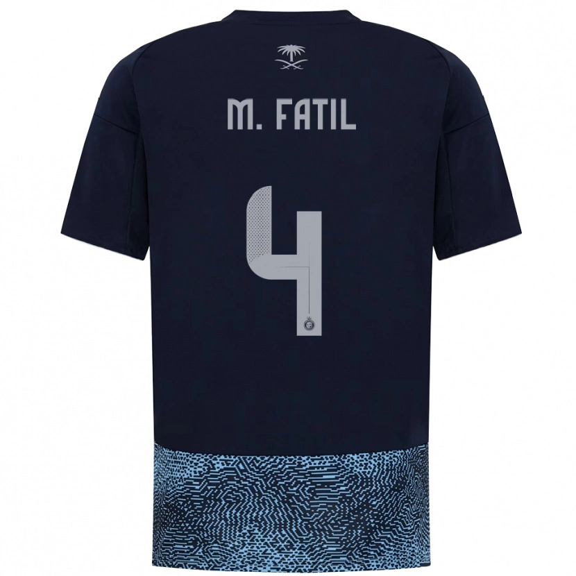 Danxen Hombre Camiseta Mohammed Al-Fatil #4 Marino Azul Celeste 2ª Equipación 2025/26 La Camisa México