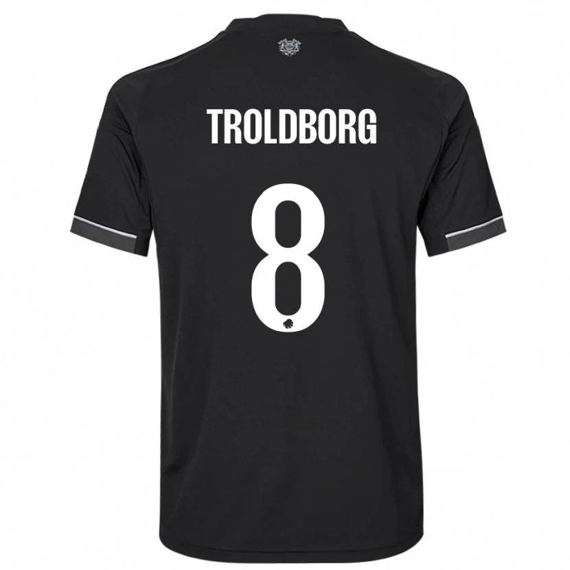 Danxen Hombre Camiseta Frederikke Troldborg #8 Negro Blanco 2ª Equipación 2025/26 La Camisa México