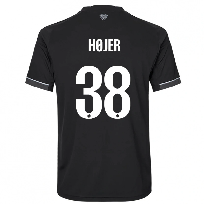 Danxen Hombre Camiseta Oliver Højer #38 Negro Blanco 2ª Equipación 2025/26 La Camisa México