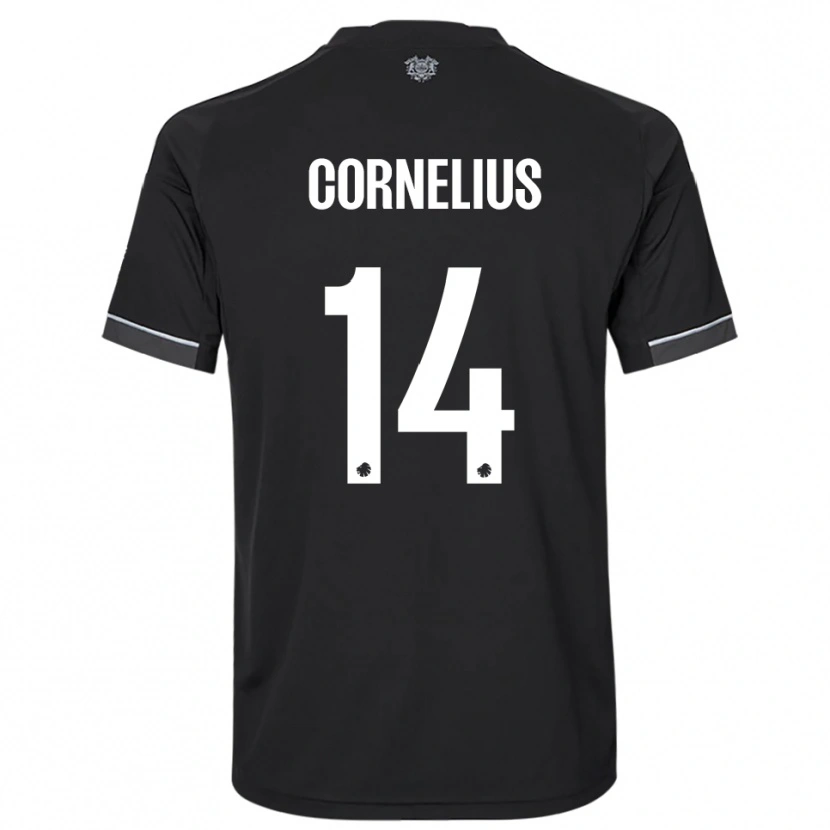 Danxen Hombre Camiseta Andreas Cornelius #14 Negro Blanco 2ª Equipación 2025/26 La Camisa México