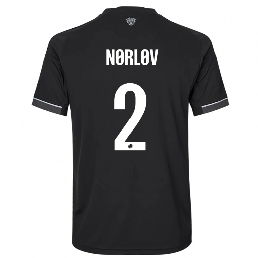 Danxen Hombre Camiseta William Nørløv #2 Negro Blanco 2ª Equipación 2025/26 La Camisa México