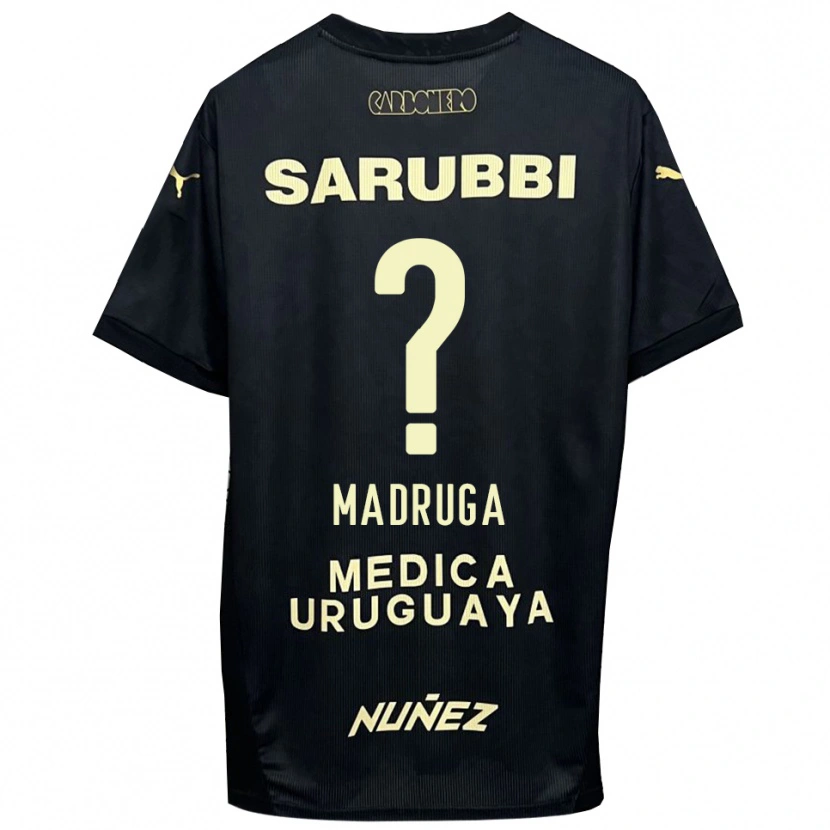 Danxen Hombre Camiseta Andrés Madruga #0 Negro Oro 2ª Equipación 2025/26 La Camisa México