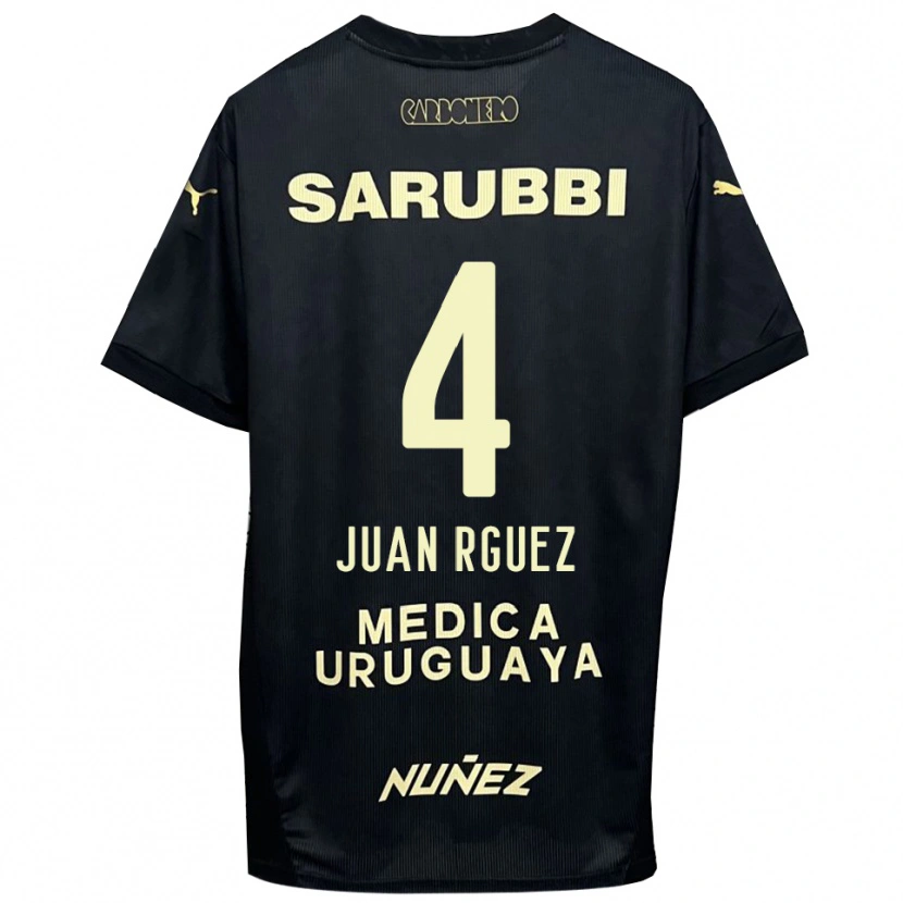 Danxen Hombre Camiseta Juan Rodríguez #4 Negro Oro 2ª Equipación 2025/26 La Camisa México