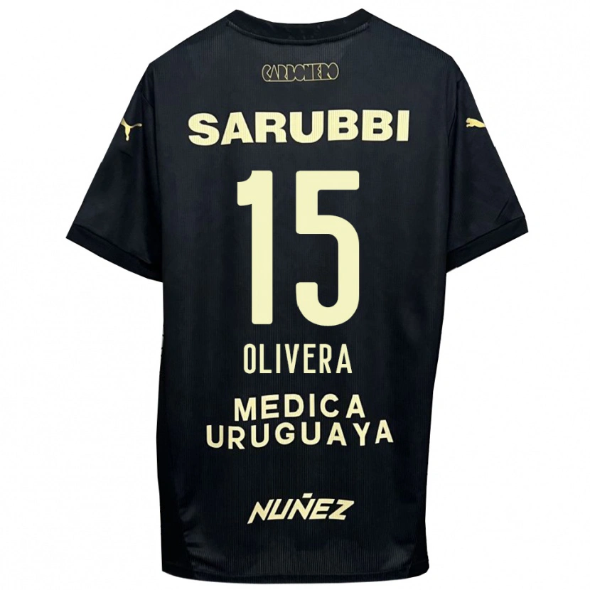 Danxen Hombre Camiseta Maximiliano Olivera #15 Negro Oro 2ª Equipación 2025/26 La Camisa México