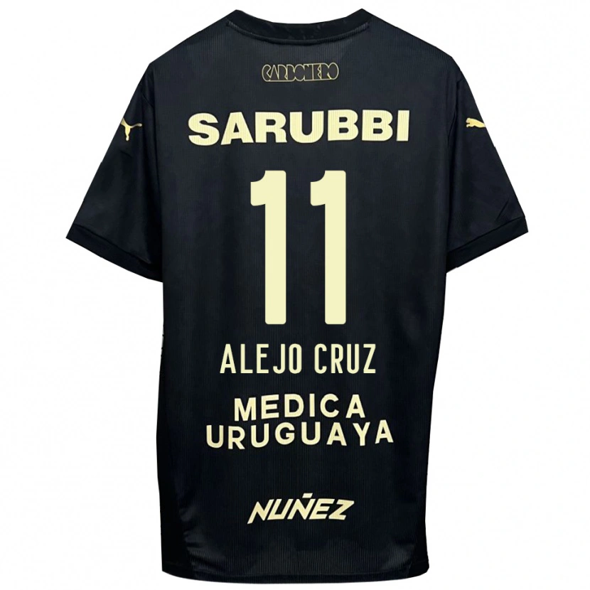 Danxen Hombre Camiseta Alejo Cruz #11 Negro Oro 2ª Equipación 2025/26 La Camisa México