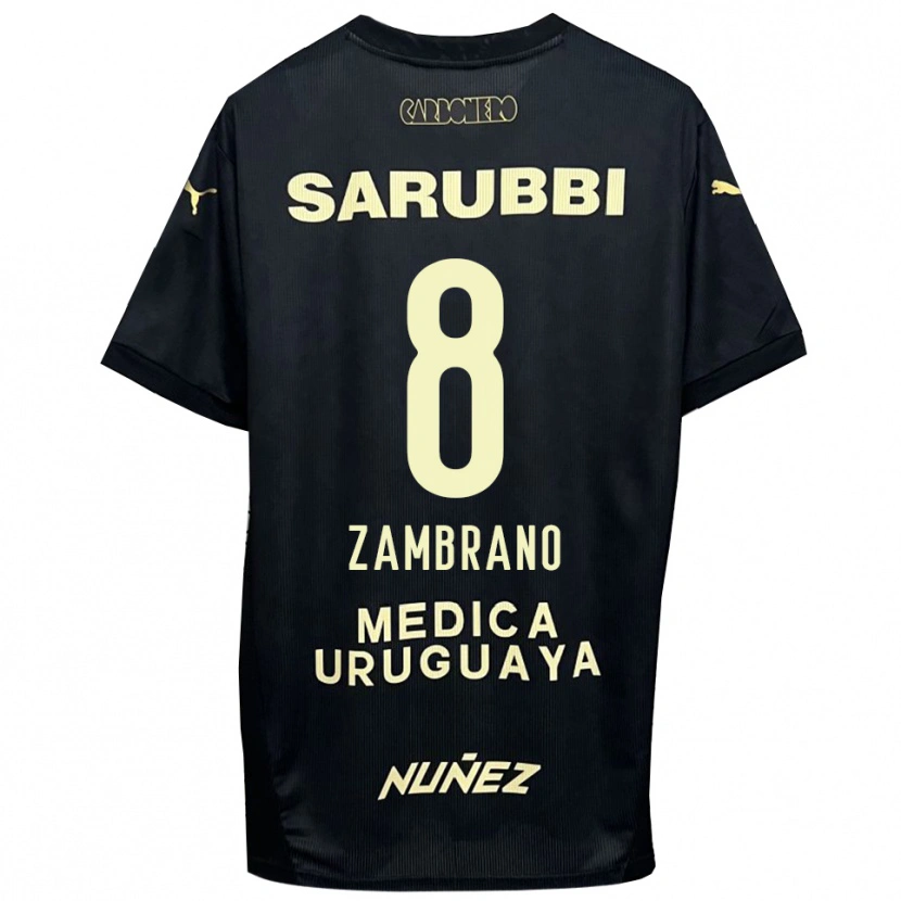 Danxen Hombre Camiseta Carlos Zambrano #8 Negro Oro 2ª Equipación 2025/26 La Camisa México