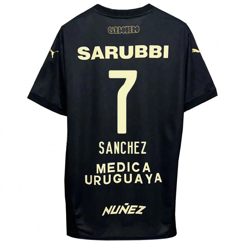 Danxen Hombre Camiseta Carlos Sánchez #7 Negro Oro 2ª Equipación 2025/26 La Camisa México