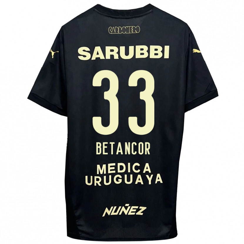 Danxen Hombre Camiseta Bruno Betancor #33 Negro Oro 2ª Equipación 2025/26 La Camisa México