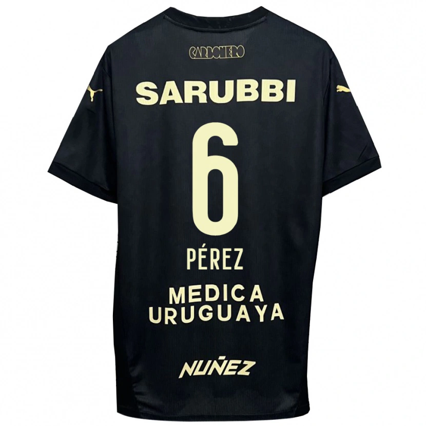Danxen Hombre Camiseta Rodrigo Pérez #6 Negro Oro 2ª Equipación 2025/26 La Camisa México