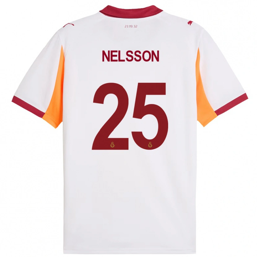 Danxen Hombre Camiseta Victor Nelsson #25 Blanco Rojo 2ª Equipación 2025/26 La Camisa México