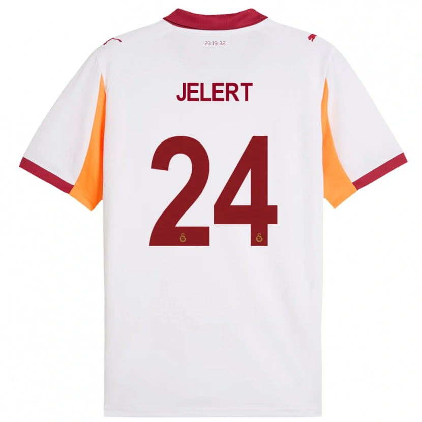 Danxen Hombre Camiseta Elias Jelert #24 Blanco Rojo 2ª Equipación 2025/26 La Camisa México