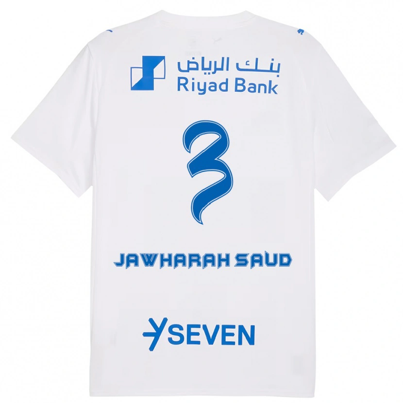 Danxen Hombre Camiseta Al Jawharah Saud #3 Blanco Azul 2ª Equipación 2025/26 La Camisa México
