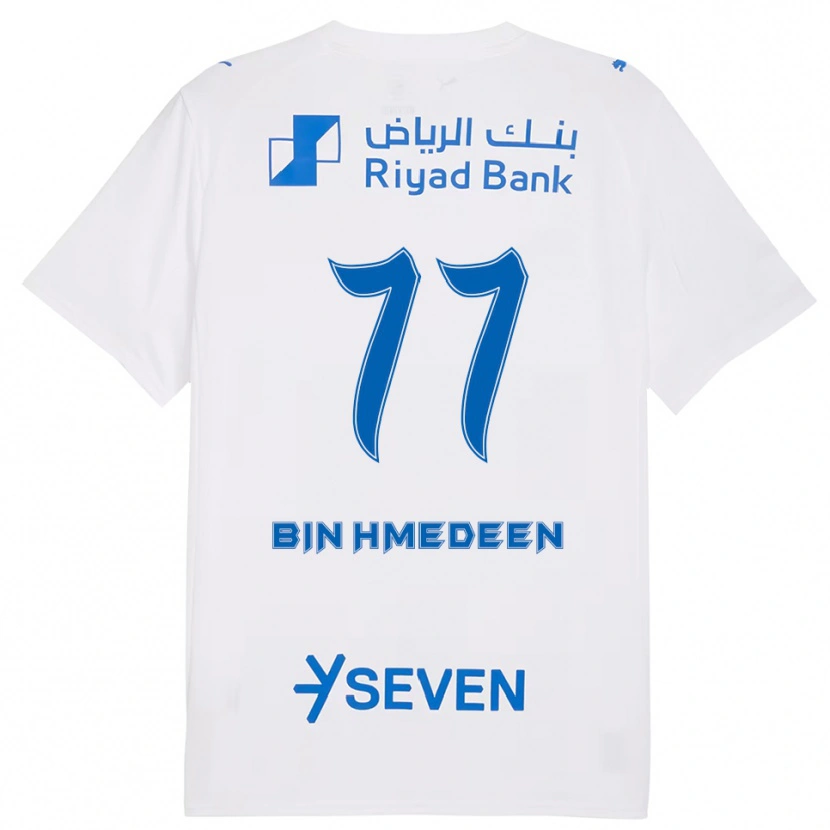 Danxen Hombre Camiseta Raghad Bin Hmedeen #77 Blanco Azul 2ª Equipación 2025/26 La Camisa México
