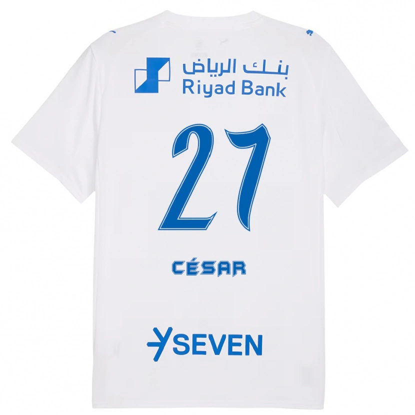 Danxen Hombre Camiseta Kaio César #27 Blanco Azul 2ª Equipación 2025/26 La Camisa México