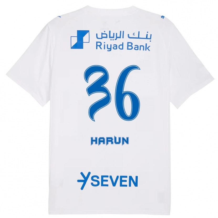 Danxen Hombre Camiseta Saud Haroun #36 Blanco Azul 2ª Equipación 2025/26 La Camisa México