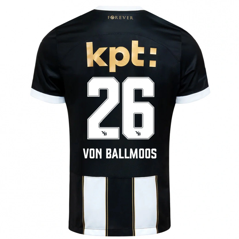 Danxen Hombre Camiseta David Von Ballmoos #26 Negro Blanco 2ª Equipación 2025/26 La Camisa México