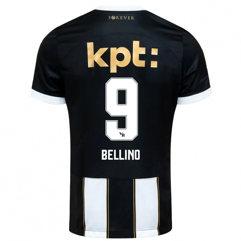 Danxen Hombre Camiseta Mattia Bellino #9 Negro Blanco 2ª Equipación 2025/26 La Camisa México