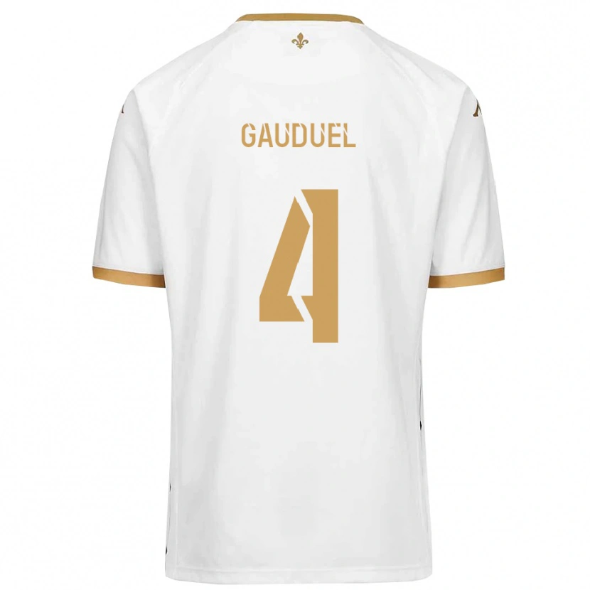 Danxen Hombre Camiseta Sacha Gauduel #4 Blanco Dorado 2ª Equipación 2025/26 La Camisa México