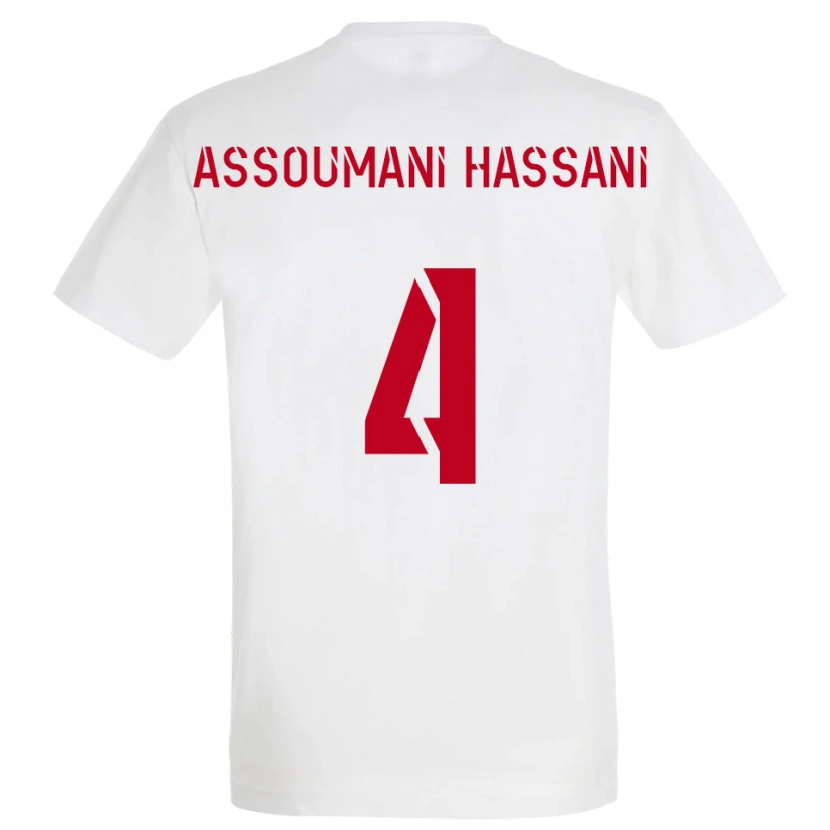 Danxen Hombre Camiseta Nassim Assoumani Hassani #4 Blanco Rojo Amarillo 2ª Equipación 2025/26 La Camisa México
