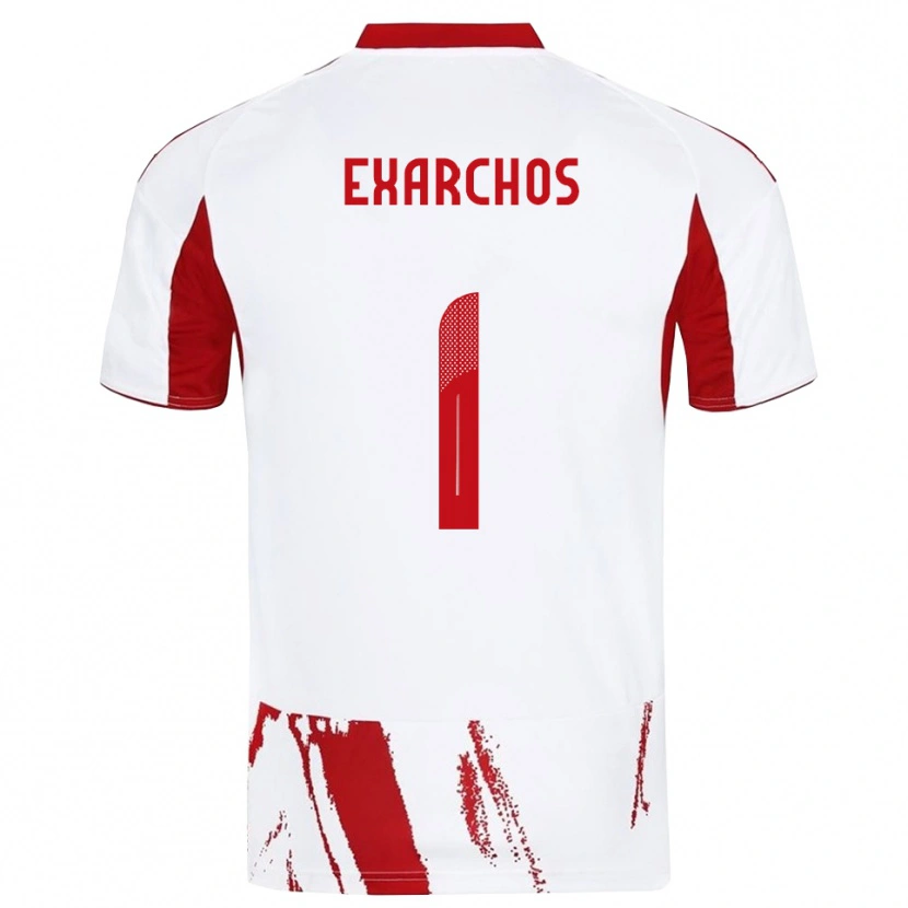 Danxen Hombre Camiseta Alexandros Exarchos #1 Blanco Rojo 2ª Equipación 2025/26 La Camisa México