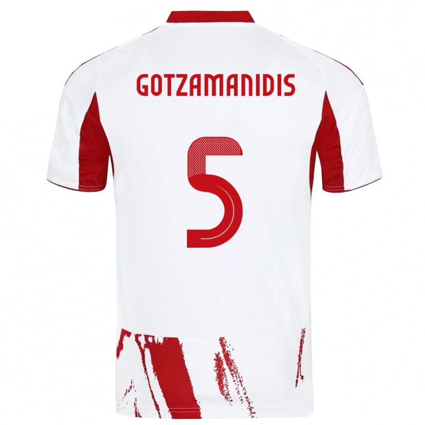 Danxen Hombre Camiseta Nikolaos Gotzamanidis #5 Blanco Rojo 2ª Equipación 2025/26 La Camisa México