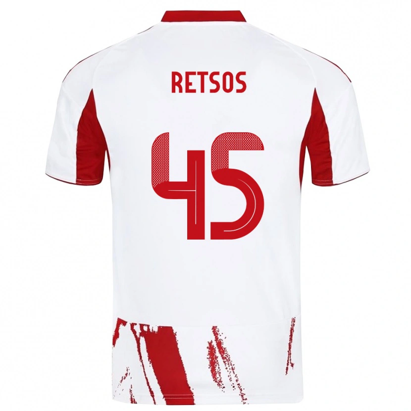 Danxen Hombre Camiseta Panagiotis Retsos #45 Blanco Rojo 2ª Equipación 2025/26 La Camisa México