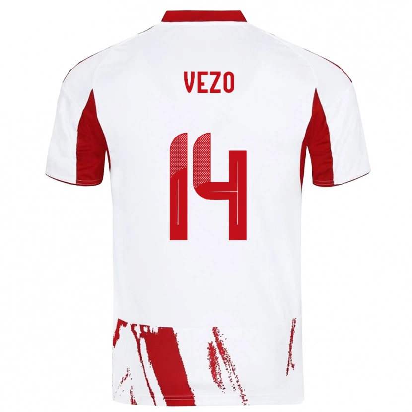 Danxen Hombre Camiseta Rúben Vezo #14 Blanco Rojo 2ª Equipación 2025/26 La Camisa México