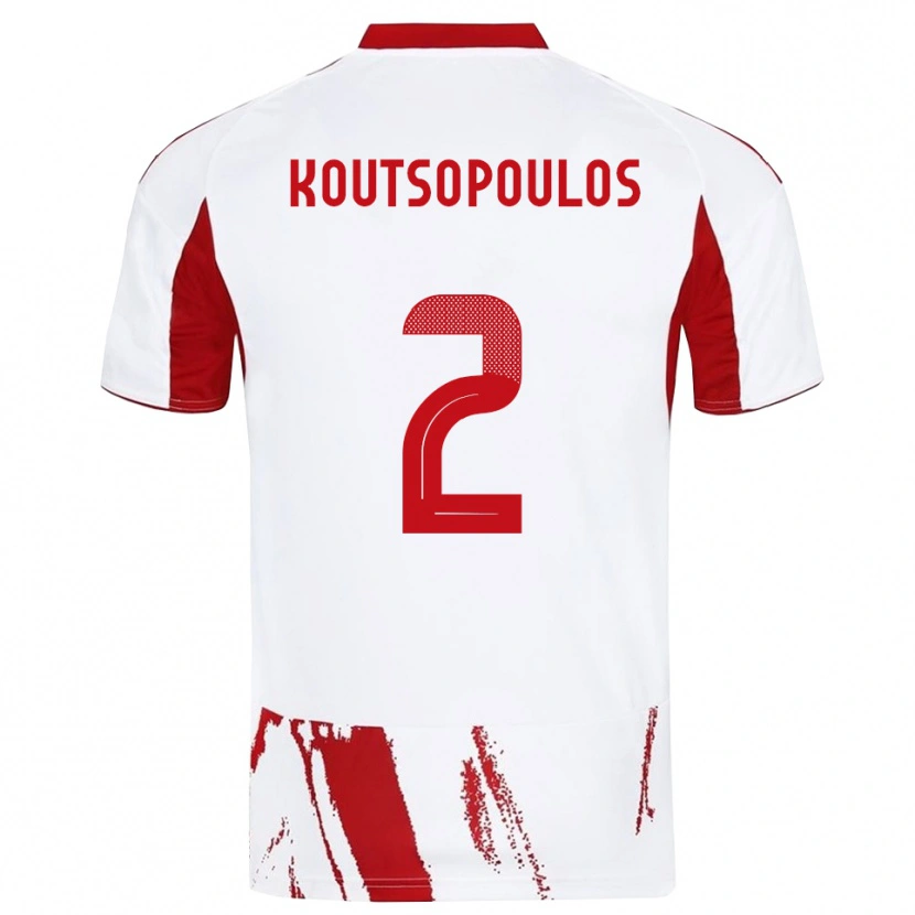 Danxen Hombre Camiseta Georgios Koutsopoulos #2 Blanco Rojo 2ª Equipación 2025/26 La Camisa México
