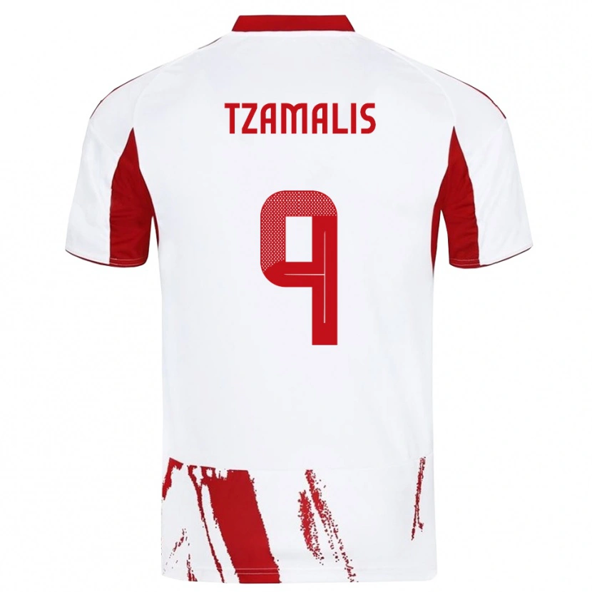 Danxen Hombre Camiseta Alexandros Tzamalis #9 Blanco Rojo 2ª Equipación 2025/26 La Camisa México