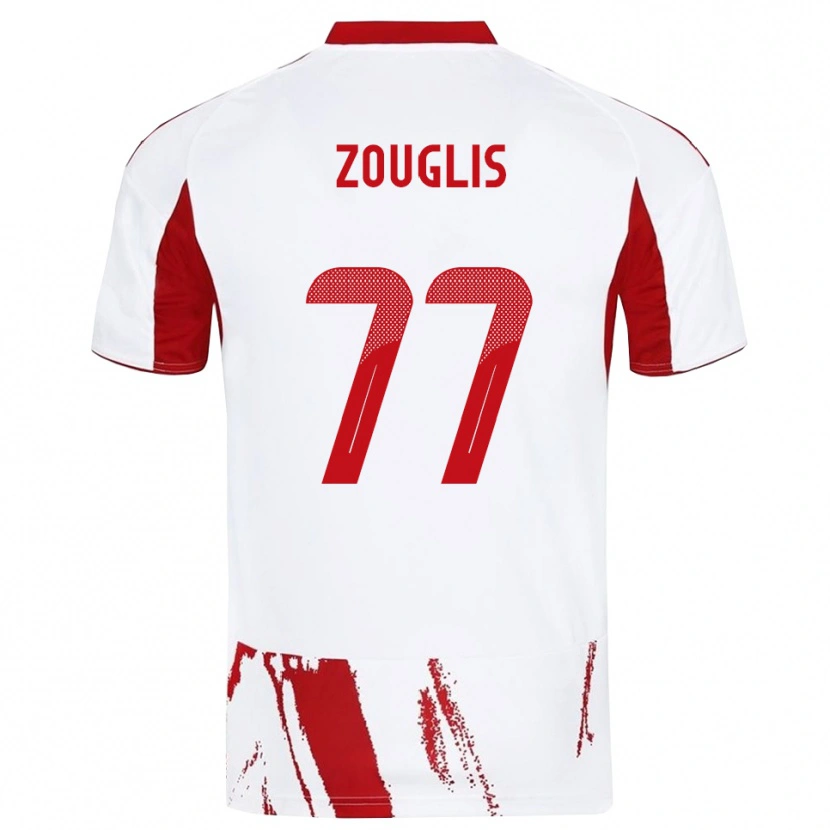 Danxen Hombre Camiseta Nikolaos Zouglis #77 Blanco Rojo 2ª Equipación 2025/26 La Camisa México