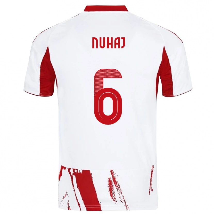 Danxen Hombre Camiseta Fabjano Nuhaj #6 Blanco Rojo 2ª Equipación 2025/26 La Camisa México
