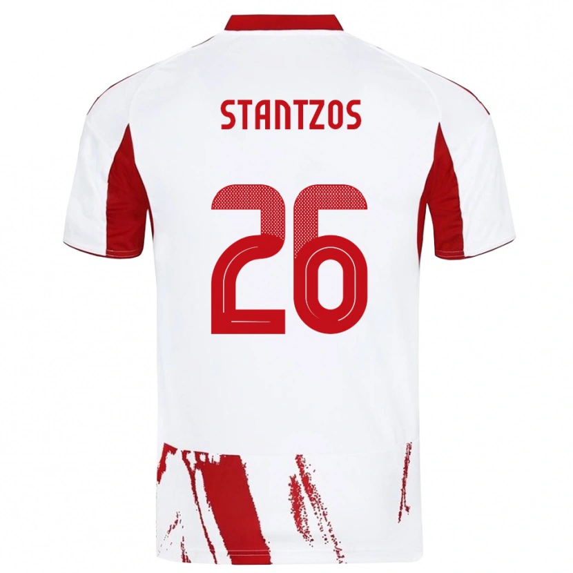 Danxen Hombre Camiseta Athanasios Stantzos #26 Blanco Rojo 2ª Equipación 2025/26 La Camisa México