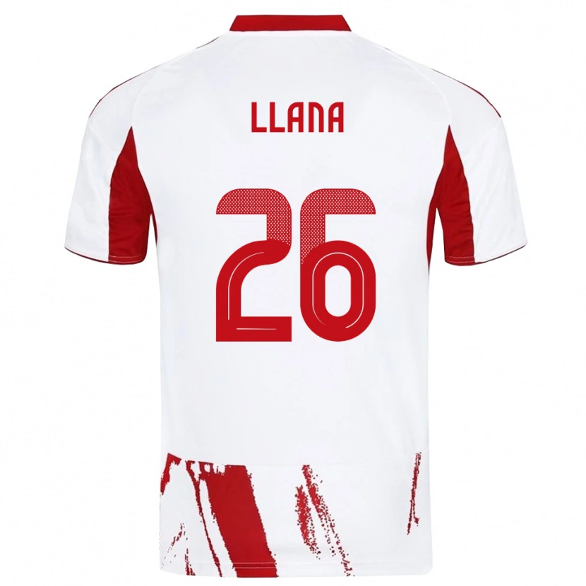 Danxen Hombre Camiseta Andreas Llana #26 Blanco Rojo 2ª Equipación 2025/26 La Camisa México
