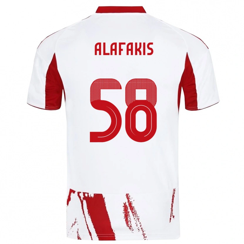 Danxen Hombre Camiseta Nektarios Alafakis #58 Blanco Rojo 2ª Equipación 2025/26 La Camisa México