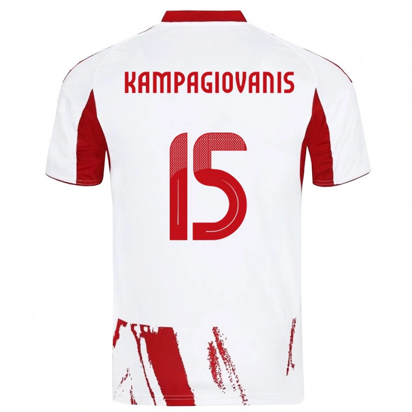 Danxen Hombre Camiseta Anastasios Kampagiovanis #15 Blanco Rojo 2ª Equipación 2025/26 La Camisa México