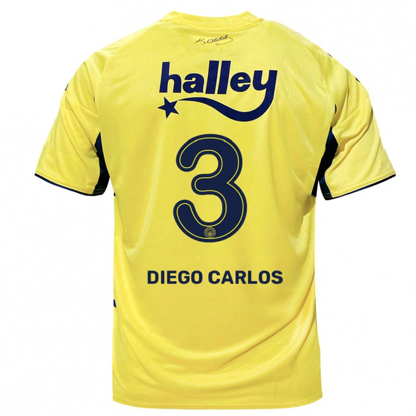 Danxen Hombre Camiseta Diego Carlos #3 Amarillo Marino 2ª Equipación 2025/26 La Camisa México