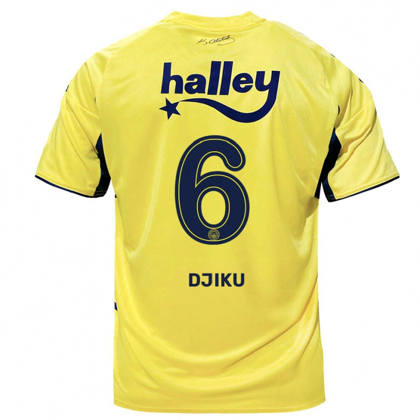 Danxen Hombre Camiseta Alexander Djiku #6 Amarillo Marino 2ª Equipación 2025/26 La Camisa México