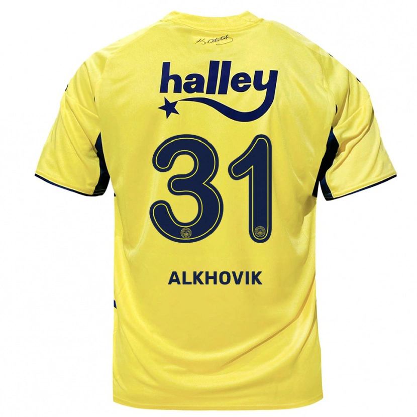 Danxen Hombre Camiseta Karyna Alkhovik #31 Amarillo Marino 2ª Equipación 2025/26 La Camisa México