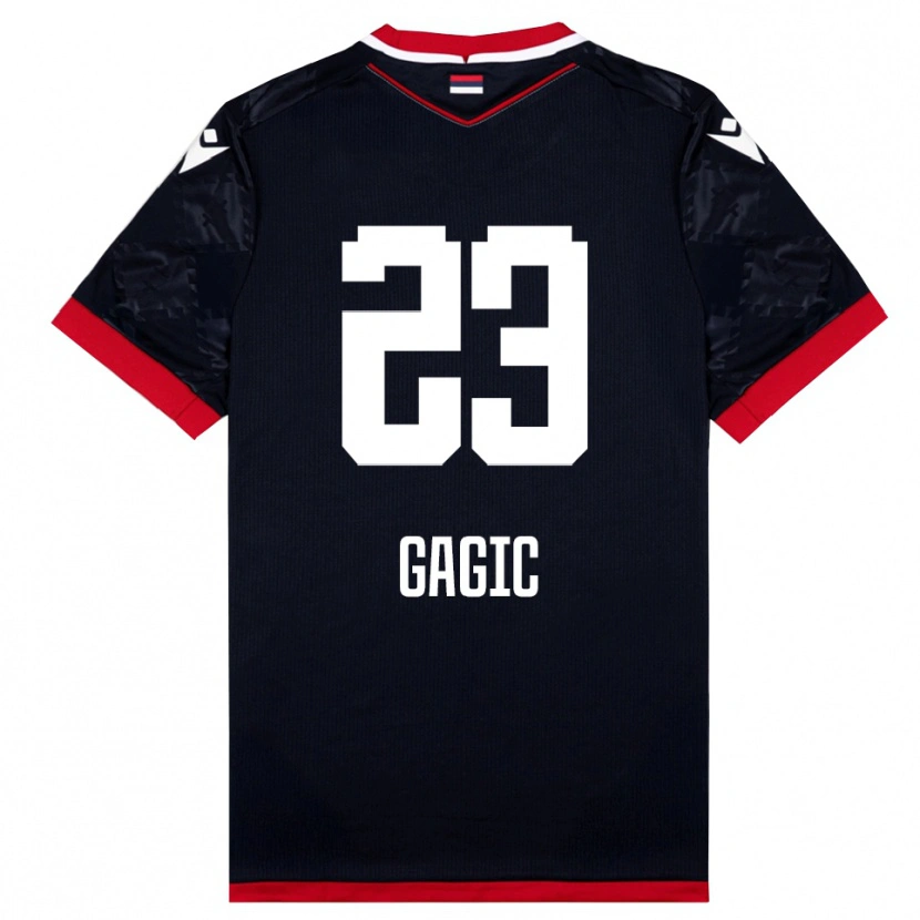 Danxen Hombre Camiseta Matija Gagic #23 Negro Rojo 2ª Equipación 2025/26 La Camisa México